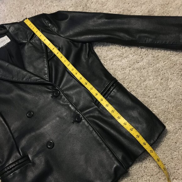Vintage Canadian Black Genuine Leather Double Breasted Jacket - Picture 13 of 16